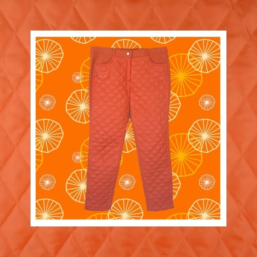 Sateen Orange Sportd Pants Quilted Vintage Well-Made - Picture 9 of 10